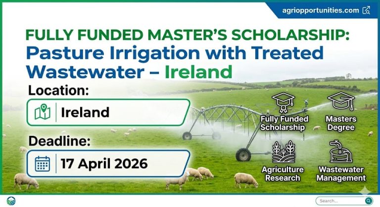Fully Funded Master's Scholarship: Pasture Irrigation with Treated Wastewater - Ireland