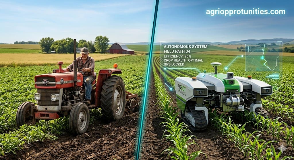 Evolution from traditional to modern agricultural robotics and autonomous farm machines