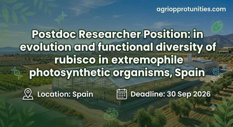 Postdoc Researcher Position: in evolution and functional diversity of rubisco in extremophile photosynthetic organisms, Spain
