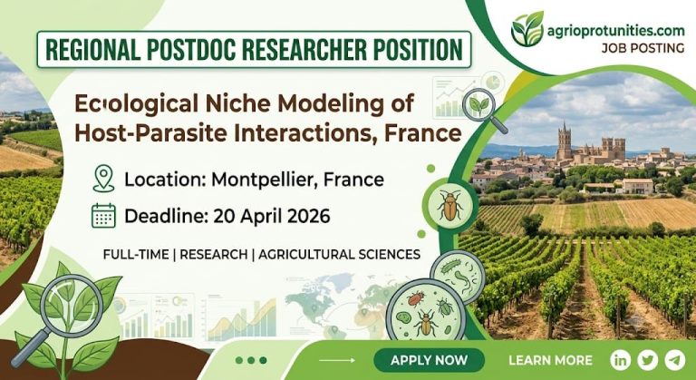 Postdoc Researcher Position: Ecological Niche Modeling of Host-Parasite Interactions, France