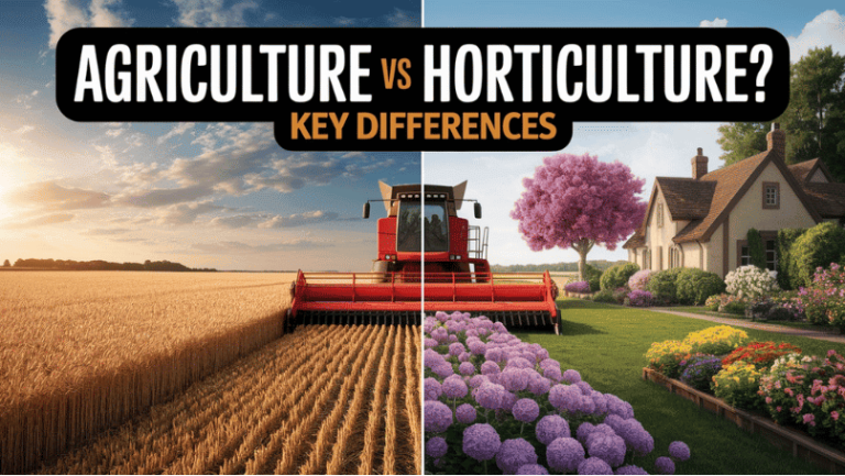 Agriculture vs horticulture: large-scale farm vs greenhouse vegetables