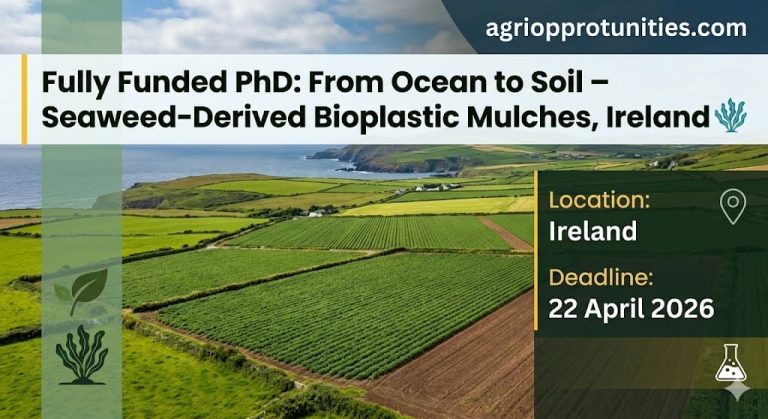 Fully Funded PhD: From Ocean to Soil – Seaweed-Derived Bioplastic Mulches, Ireland