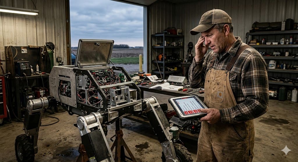 Challenges of agricultural robotics including technical complexity and maintenance requirements