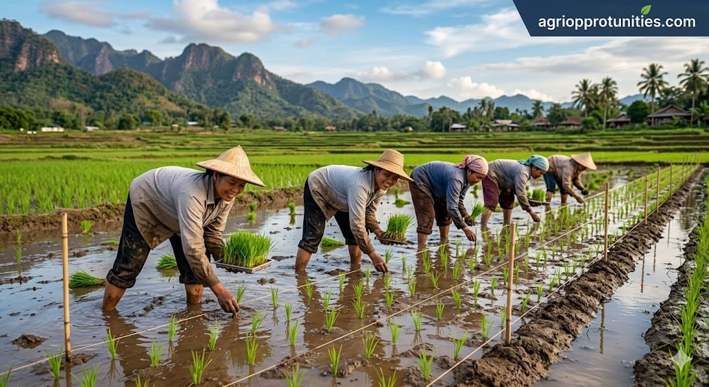 System of Rice Intensification applying modern agriculture techniques to rice cultivation