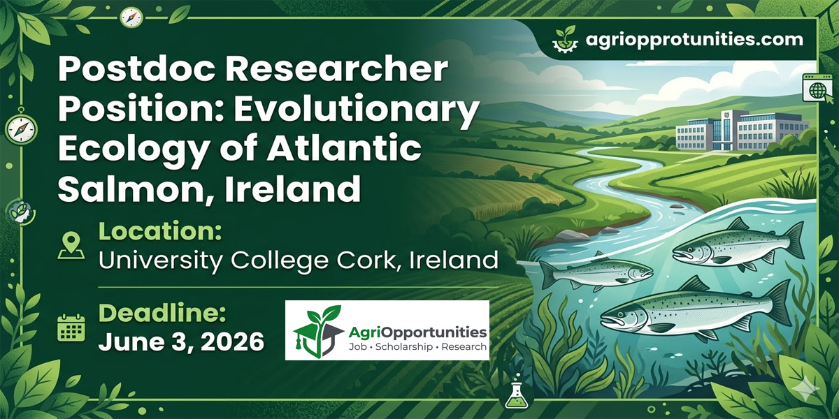 Postdoc Researcher Position: Evolutionary Ecology of Atlantic Salmon, Ireland