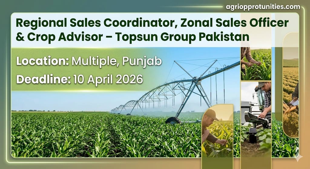 Regional Sales Coordinator, Zonal Sales Officer & Crop Advisor – Topsun Group Pakistan