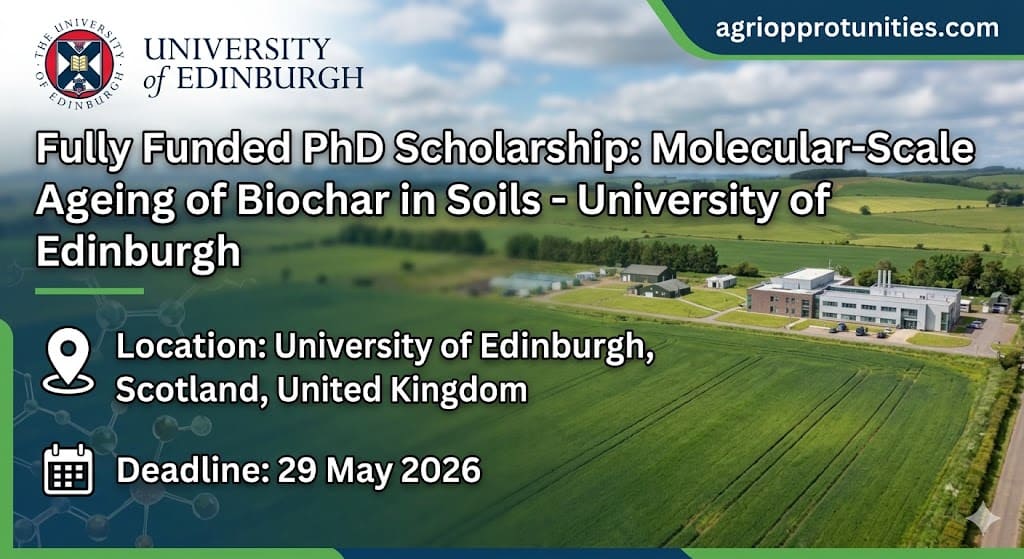 Fully Funded PhD Scholarship: Molecular-Scale Ageing of Biochar in Soils - University of Edinburgh