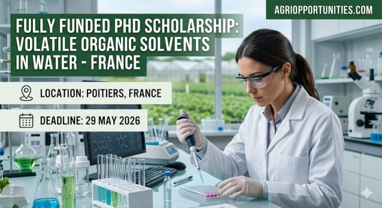 Fully Funded PhD Scholarship: Volatile Organic Solvents in Water - France