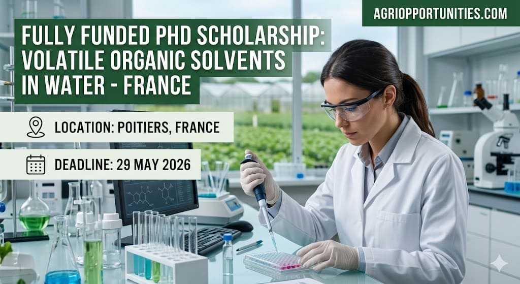 Fully Funded PhD Scholarship: Volatile Organic Solvents in Water - France