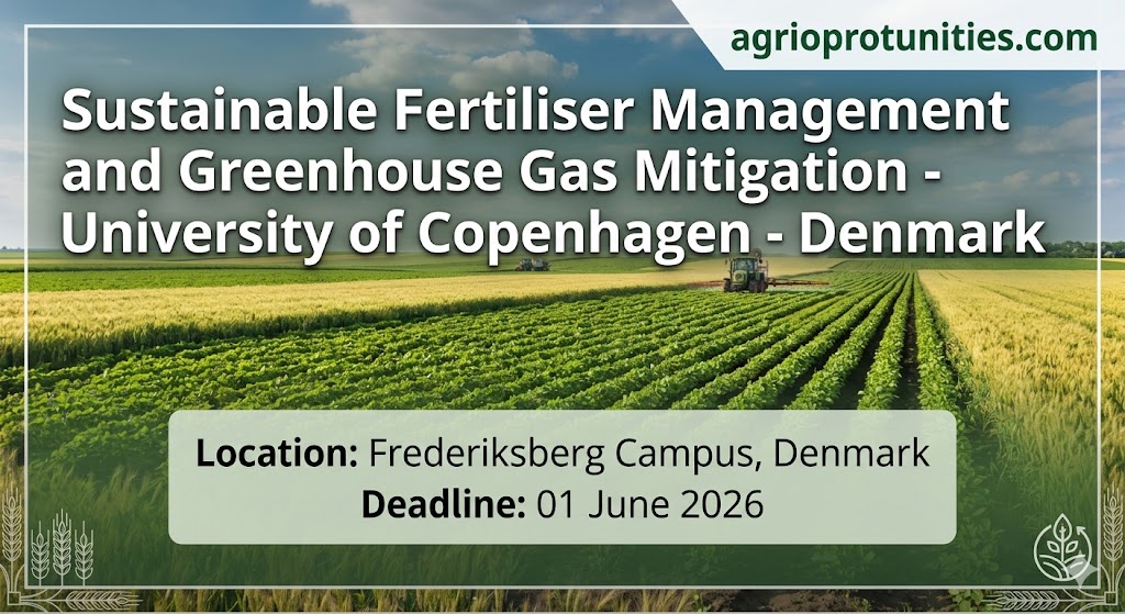Fully Funded PhD Scholarship: Sustainable Fertiliser Management and Greenhouse Gas Mitigation - University of Copenhagen - Denmark