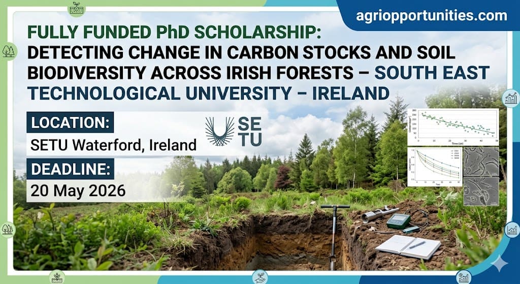Fully Funded PhD Scholarship: Detecting Change in Carbon Stocks and Soil Biodiversity Across Irish Forests - South East Technological University - Ireland