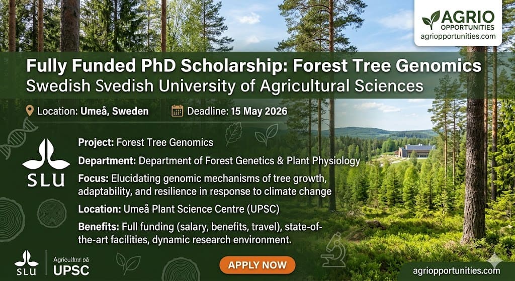 Fully Funded PhD Scholarship: Forest Tree Genomics - Swedish University of Agricultural Sciences
