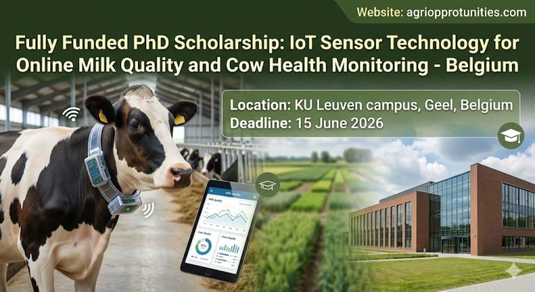 Fully Funded PhD Scholarship: IoT Sensor Technology for Online Milk Quality and Cow Health Monitoring - Belgium