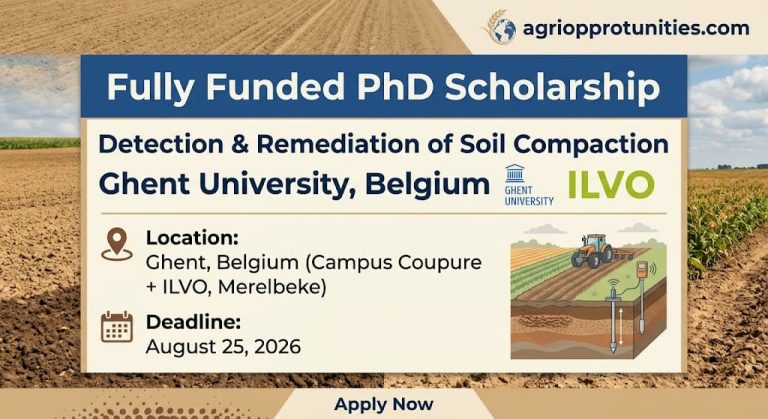 Fully Funded PhD Scholarship: Detection & Remediation of Soil Compaction - Ghent University, Belgium