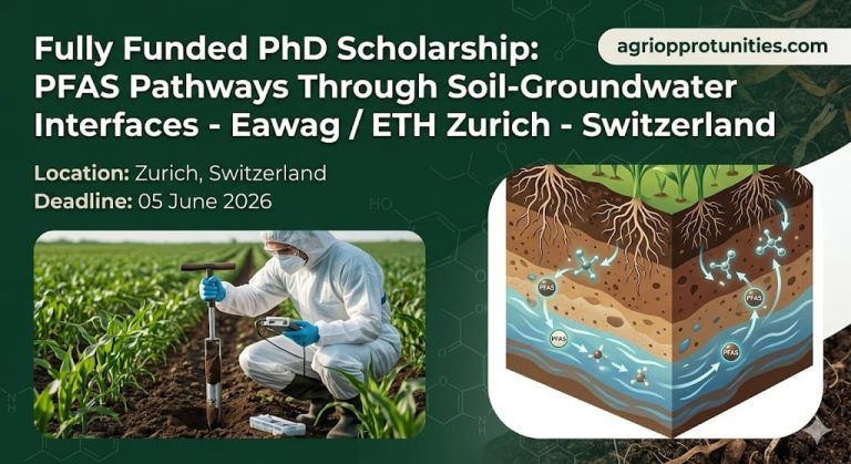 Fully Funded PhD Scholarship: PFAS Pathways Through Soil-Groundwater Interfaces - Eawag / ETH Zurich - Switzerland