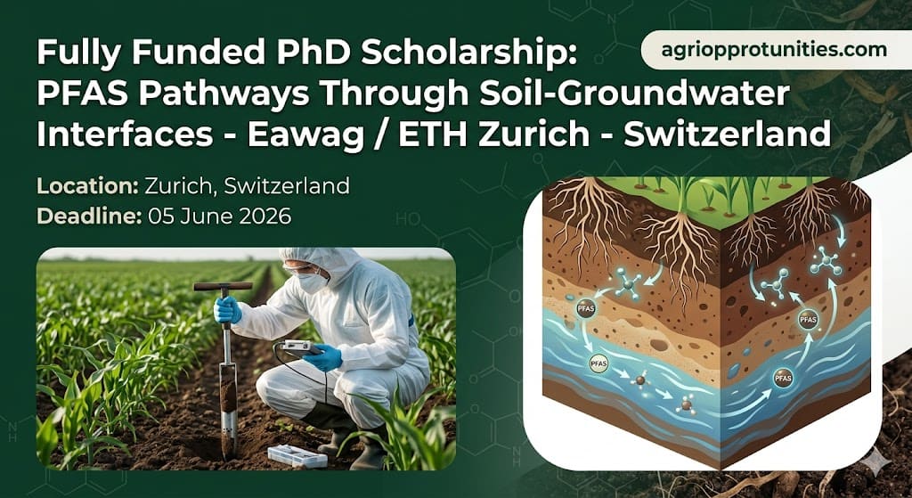 Fully Funded PhD Scholarship: PFAS Pathways Through Soil-Groundwater Interfaces - Eawag / ETH Zurich - Switzerland