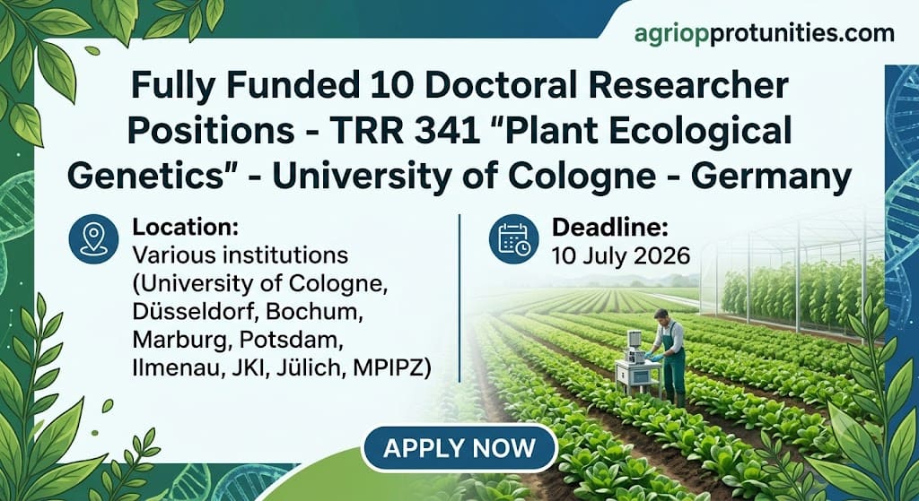 Fully Funded 10 Doctoral Researcher Positions - TRR 341 'Plant Ecological Genetics' - University of Cologne - Germany