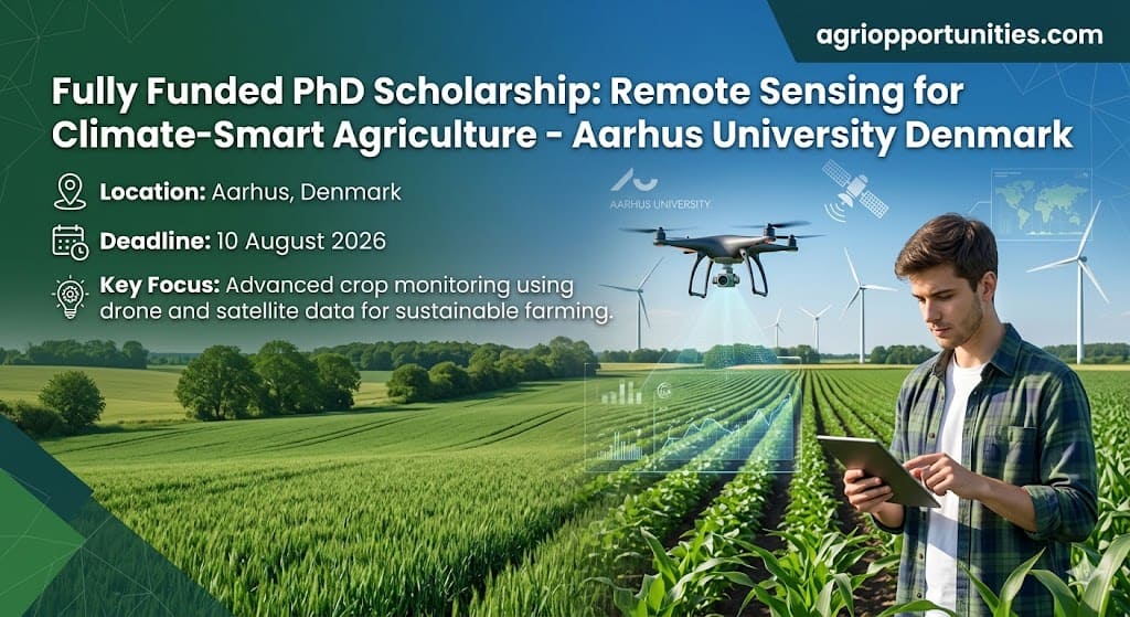 Fully Funded PhD Scholarship: Remote Sensing for Climate-Smart Agriculture - Aarhus University Denmark