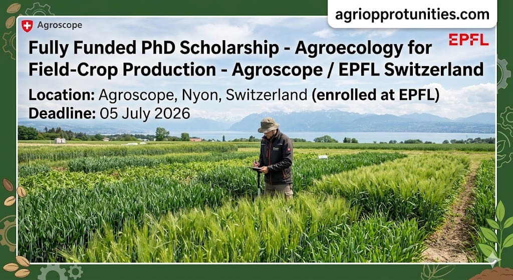 Fully Funded PhD Scholarship - Agroecology for Field-Crop Production - Agroscope / EPFL Switzerland