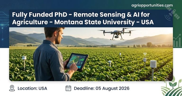 Fully Funded PhD - Remote Sensing & AI for Agriculture - Montana State University - USA