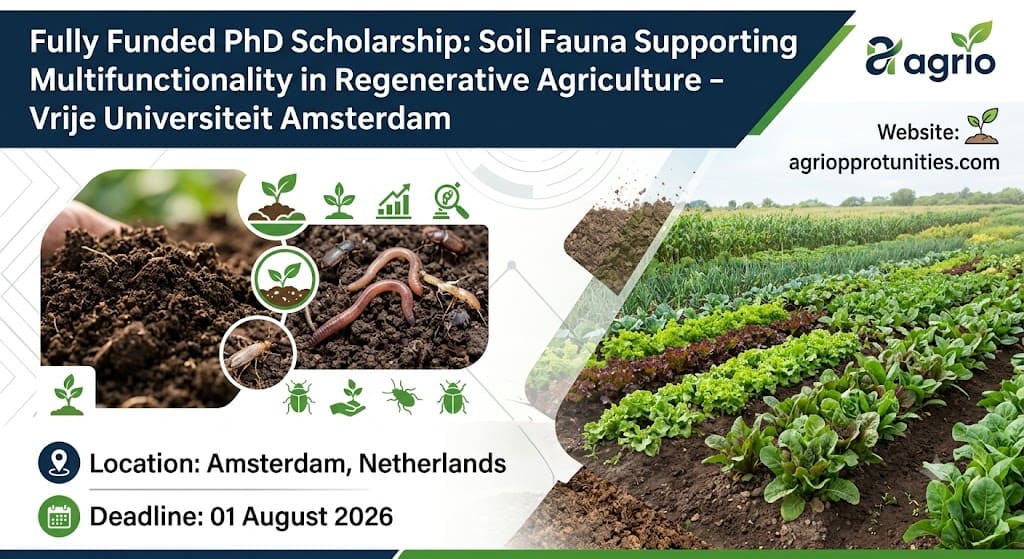 Fully Funded PhD Scholarship: Soil Fauna Supporting Multifunctionality in Regenerative Agriculture - Vrije Universiteit Amsterdam