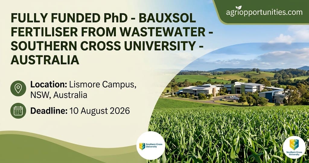 Fully Funded PhD - Bauxsol Fertiliser from Wastewater - Southern Cross University - Australia