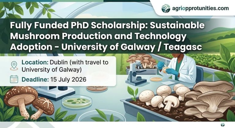 Fully Funded PhD Scholarship: Sustainable Mushroom Production and Technology Adoption - University of Galway / Teagasc