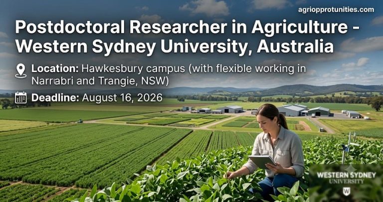 Postdoctoral Researcher in Agriculture - Westren Sydney University, Australia