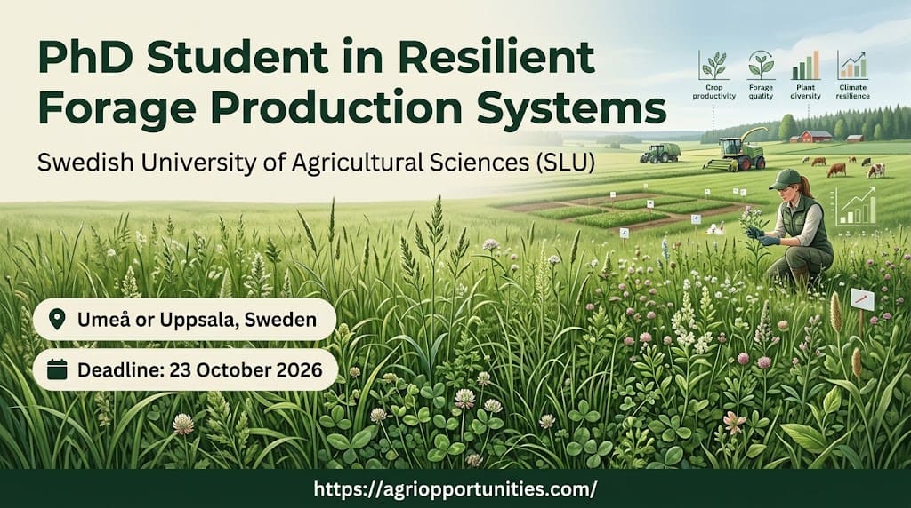 Fully Funded PhD: Resilient Forage Production Systems - Swedish University of Agricultural Sciences, Sweden