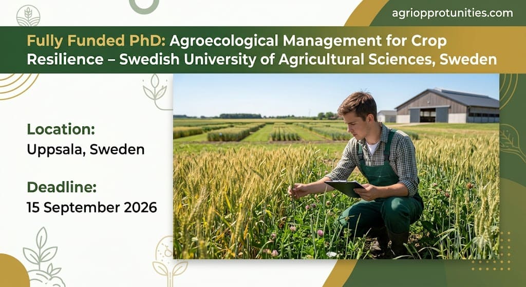 Fully Funded PhD: Agroecological Management for Crop Resilience - Swedish University of Agricultural Sciences, Sweden