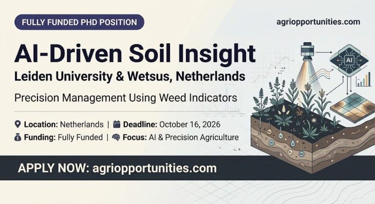 Fully Funded PhD Scholarship: AI-Driven Soil Insight and Precision Management Using Weed Indicators - Leiden University & Wetsus, Netherlands
