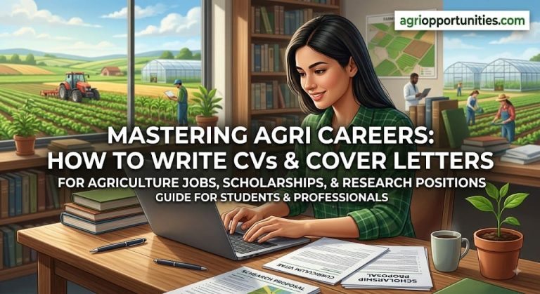 How to write CVs and cover letters for agriculture jobs, scholarships, and research positions — with templates, examples, and a pre-submission checklist