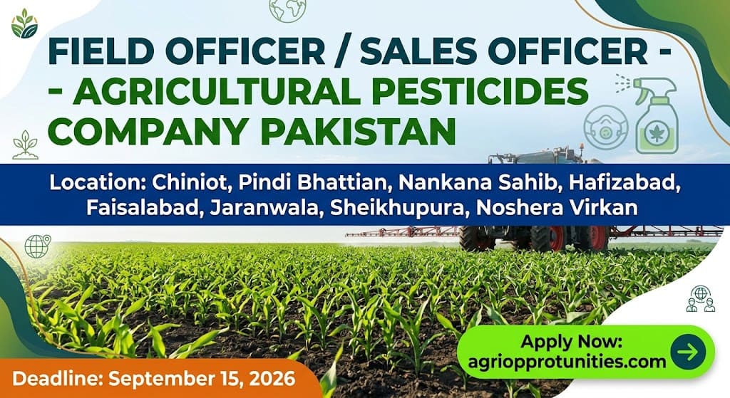 Field Officer / Sales Officer - Agricultural Pesticides Company Pakistan