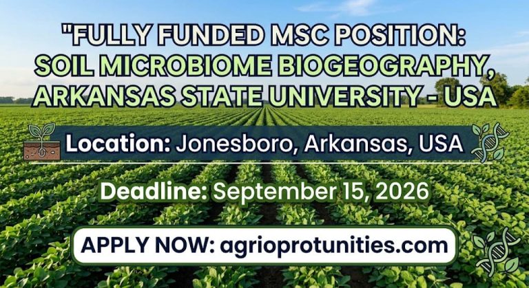 Fully Funded MSc Position: Soil Microbiome Biogeography, Arkansas State University – USA