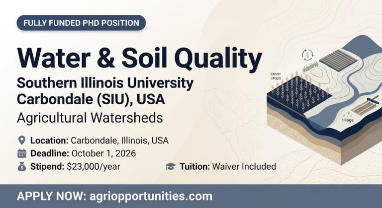 Fully Funded PhD Position: Water and Soil Quality - Southern Illinois University, USA