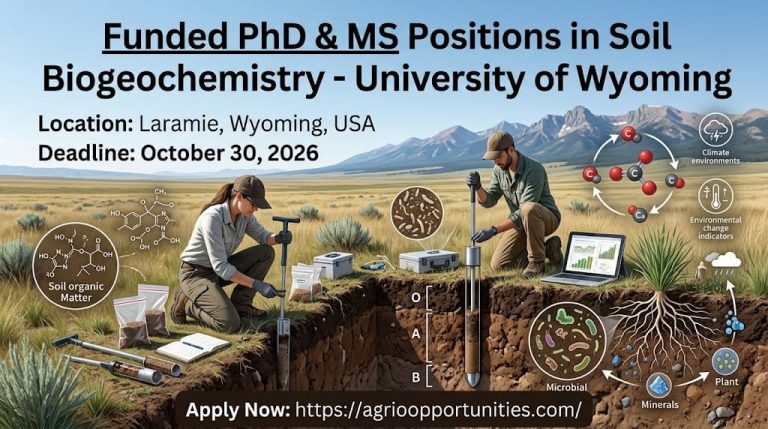 Fully Funded PhD & MS Positions: Soil Biogeochemistry - University of Wyoming, USA