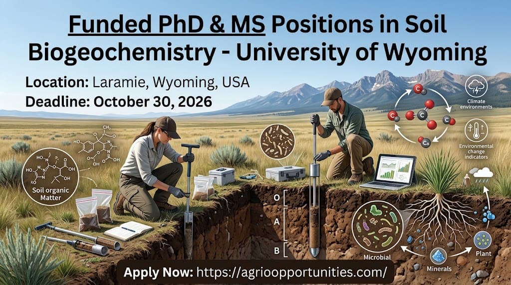 Fully Funded PhD & MS Positions: Soil Biogeochemistry - University of Wyoming, USA