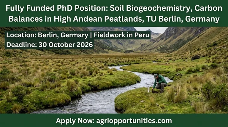 Fully Funded PhD Position: Soil Biogeochemistry, Carbon Balances in High Andean Peatlands, TU Berlin, Germany