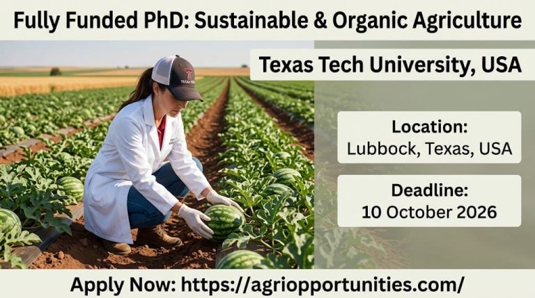 Fully Funded PhD: Sustainable & Organic Agriculture - Texas Tech University, USA