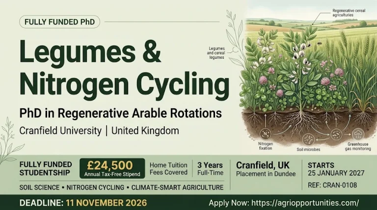 Fully Funded PhD Position: Legumes and Nitrogen Cycling in Regenerative Arable Rotations - Cranfield University, UK