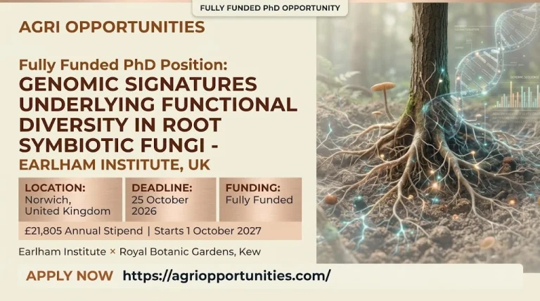 Two Fully Funded PhD Positions: Genomic Signatures Underlying Functional Diversity in Root Symbiotic Fungi - Earlham Institute, UK